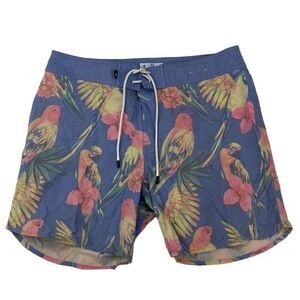 Chubbies Men’s Blue Multicolor Tropical Parrot Boardshorts Size 32 Stretch